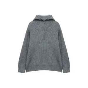 Half-Zip Hooded Knitwear Sweater