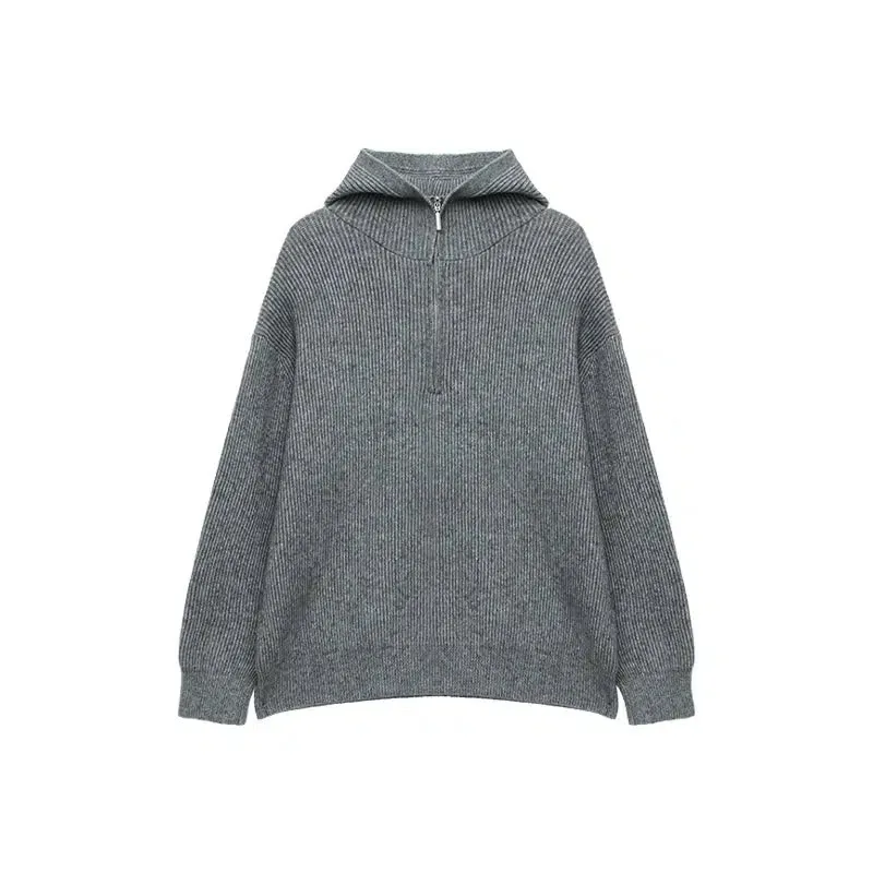 Half-Zip Hooded Knitwear Sweater