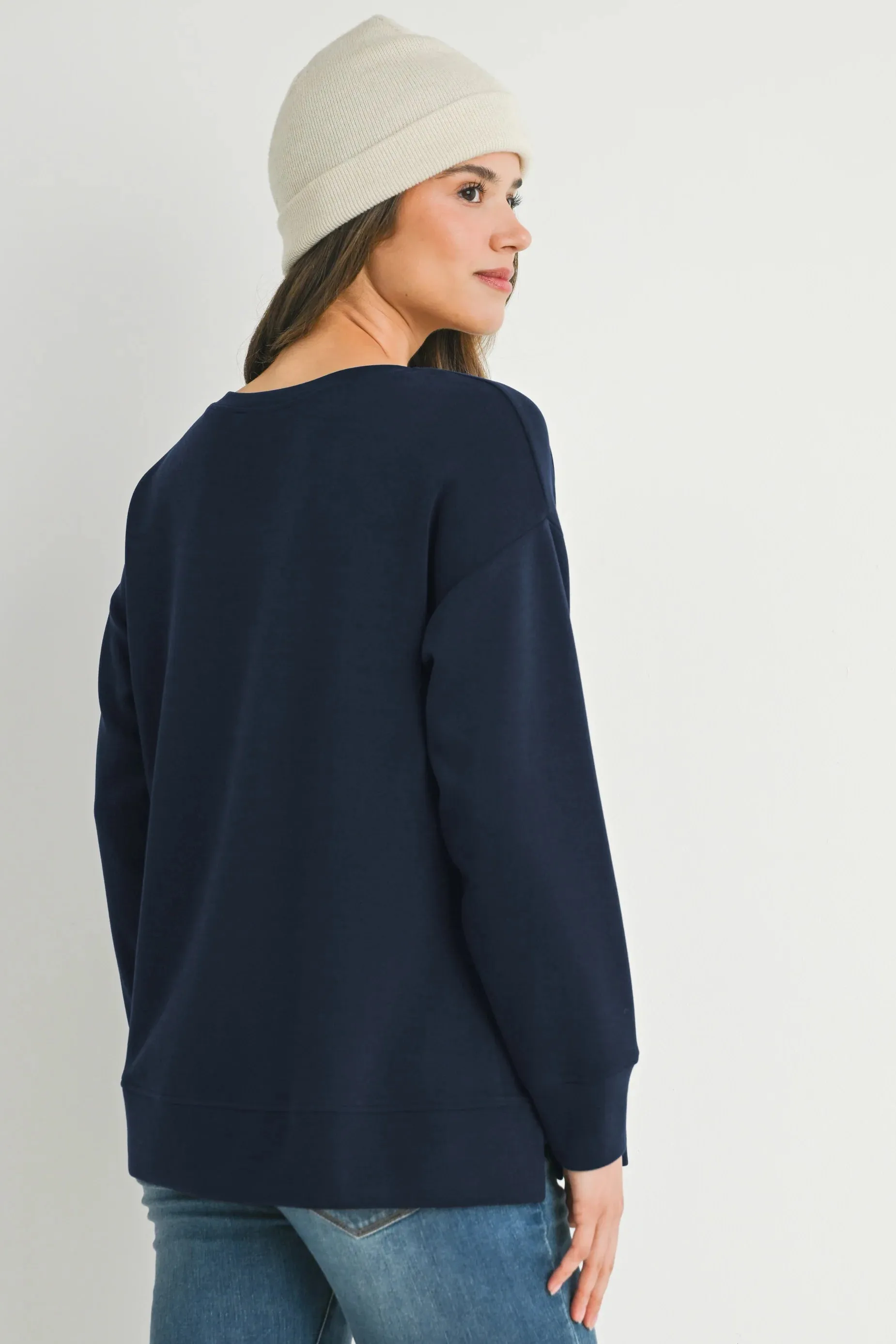 Hello Miz Side Slit Maternity Pullover Sweatshirt