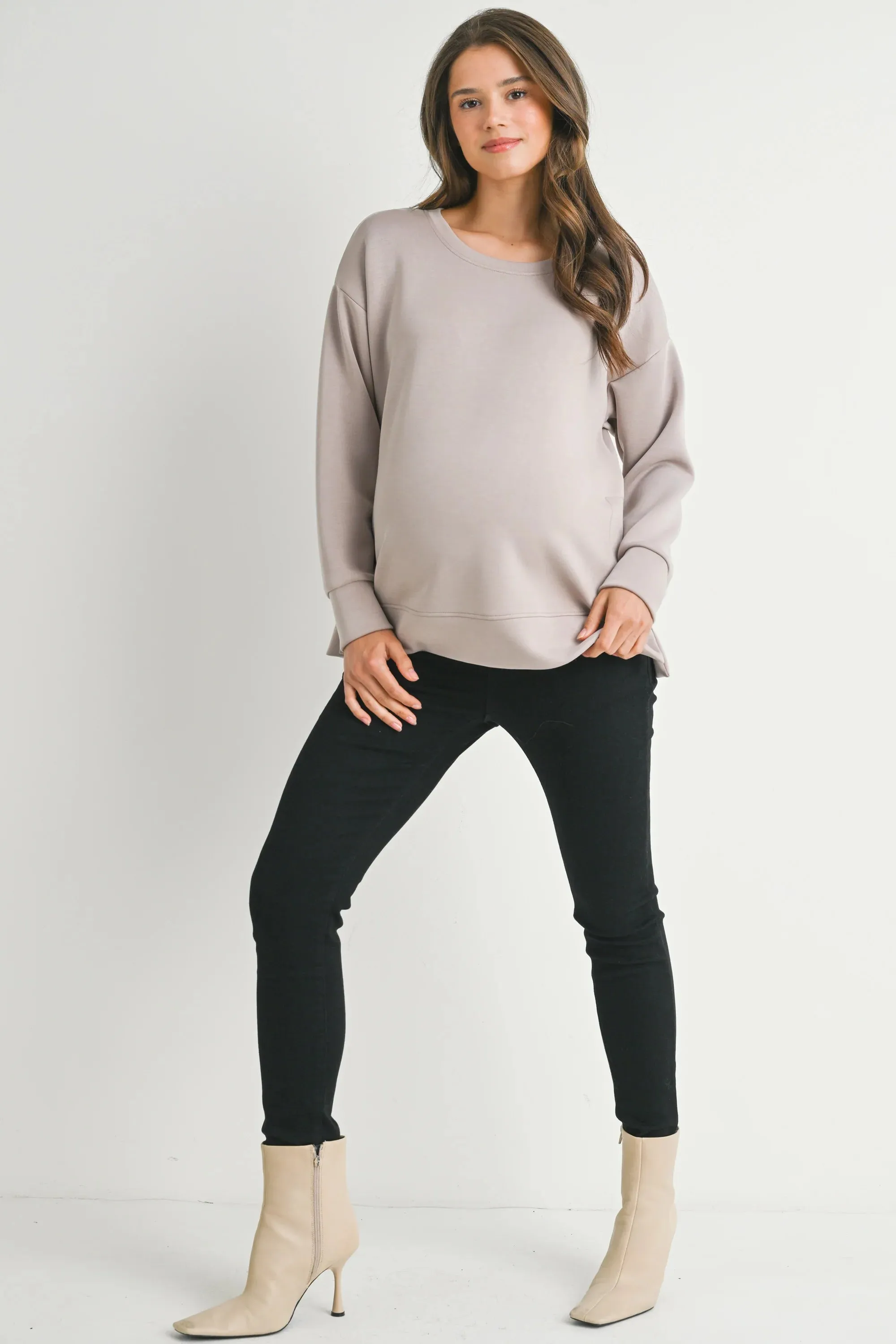 Hello Miz Side Slit Maternity Pullover Sweatshirt