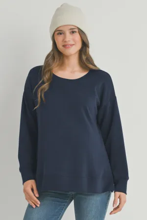 Hello Miz Side Slit Maternity Pullover Sweatshirt