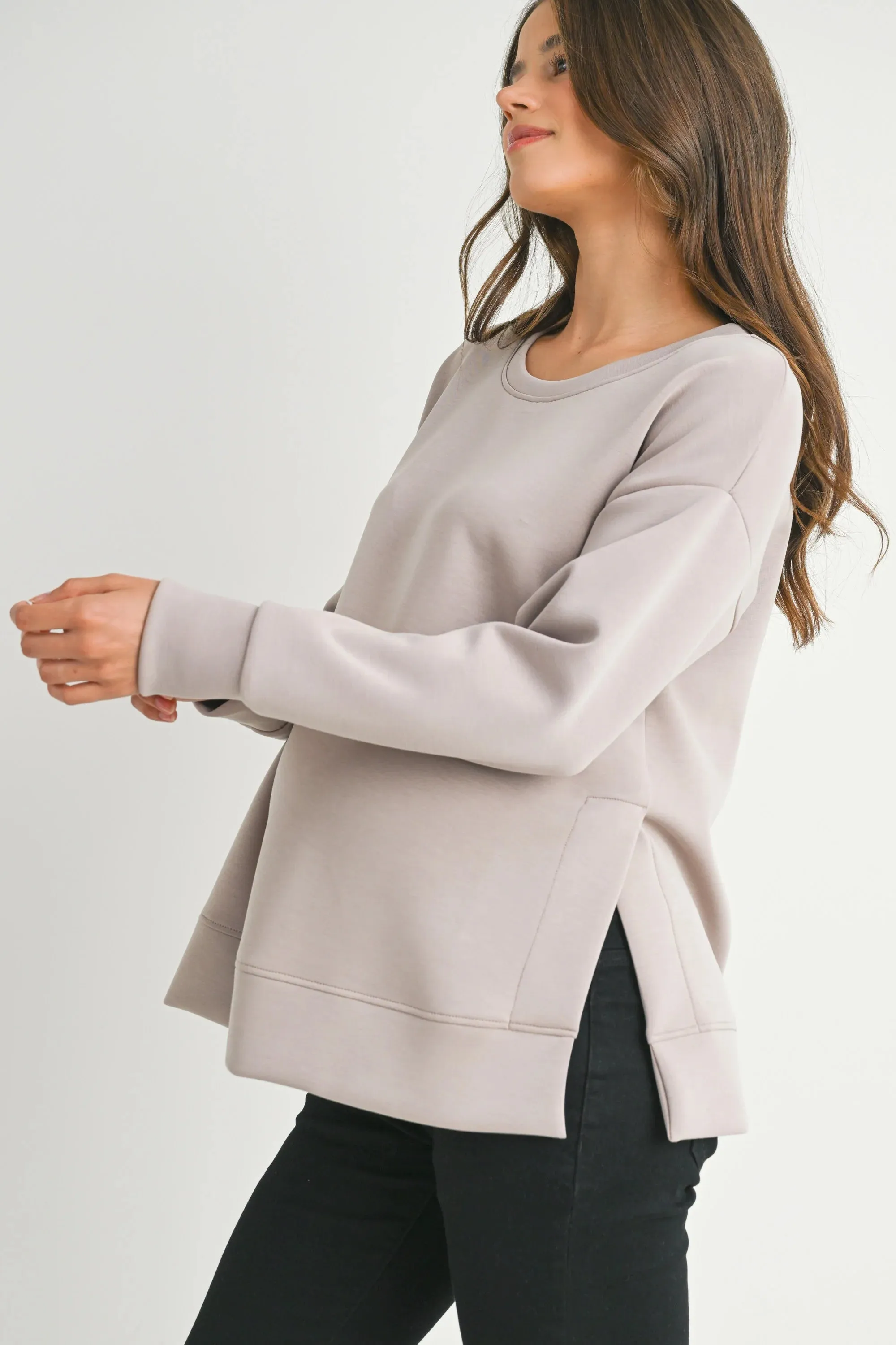 Hello Miz Side Slit Maternity Pullover Sweatshirt