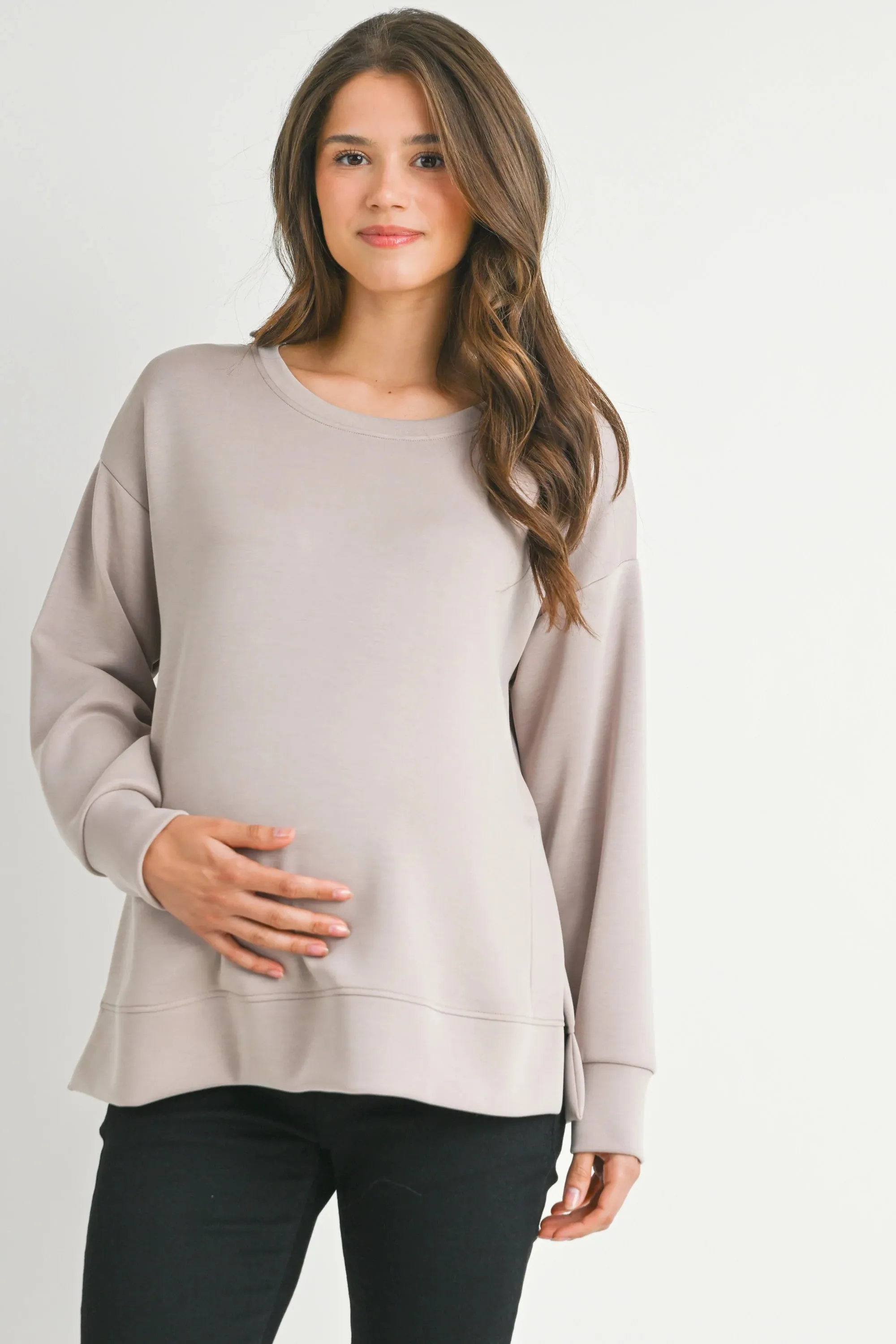Hello Miz Side Slit Maternity Pullover Sweatshirt