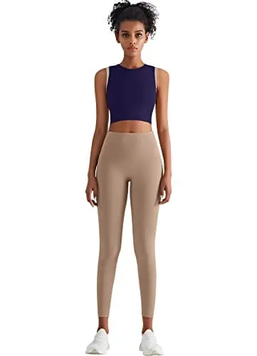 High Neck Sports Bra for Women Longline Full Coverage Sports Bras for Yoga Gym Medium Impact Padded Workout Crop Tops