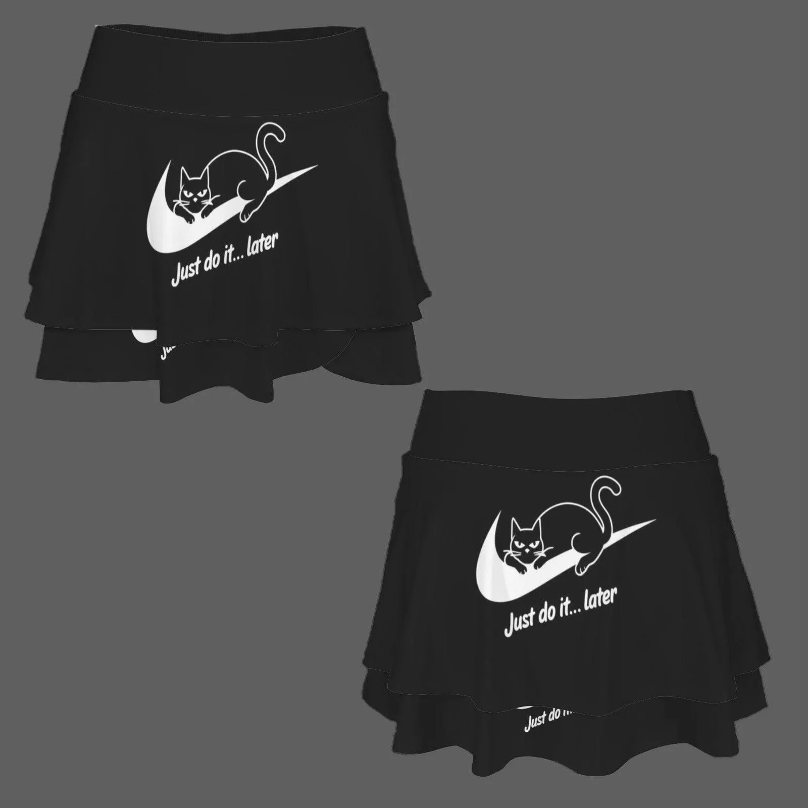 High Waist Layered Ruffle Pockets Sports Skirts