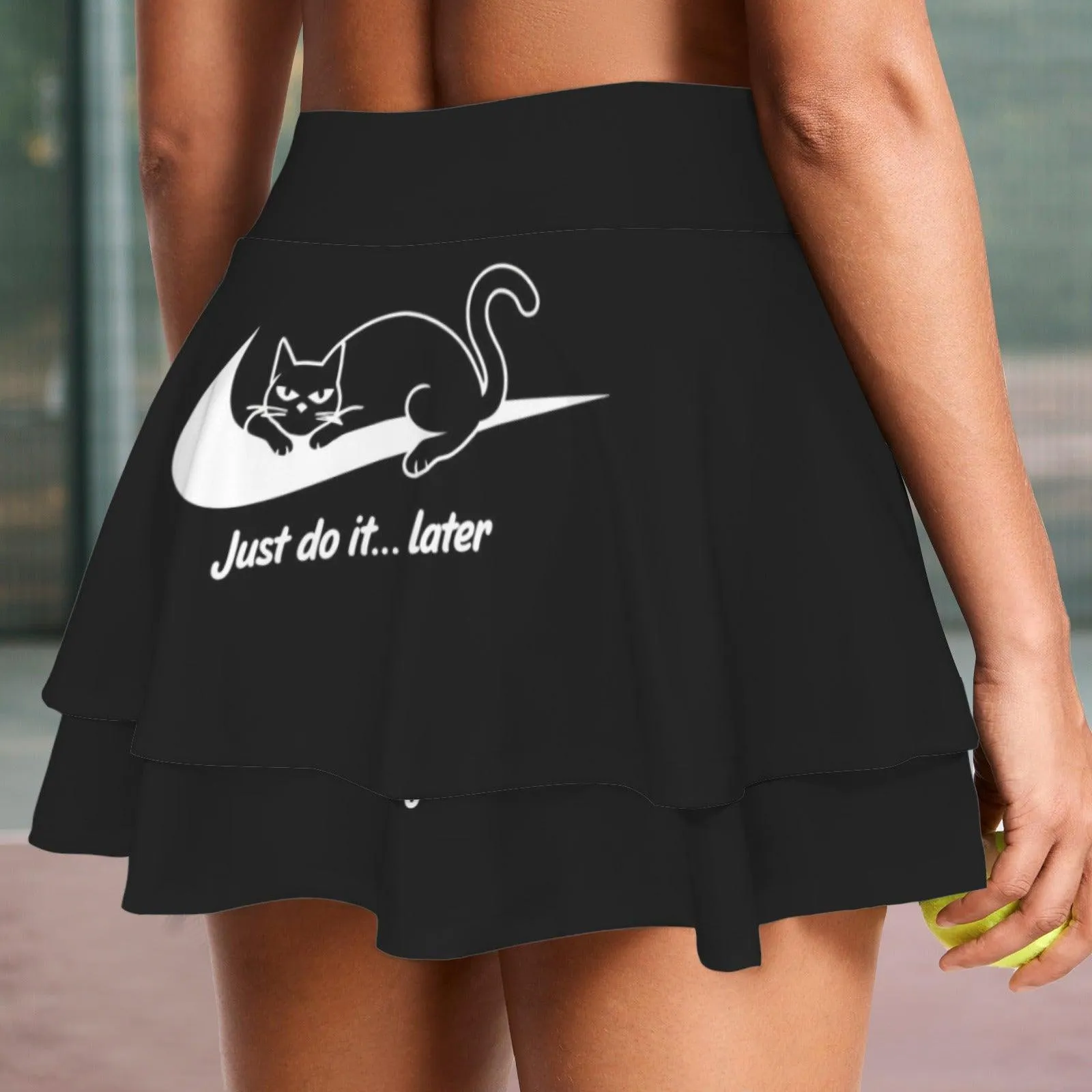 High Waist Layered Ruffle Pockets Sports Skirts