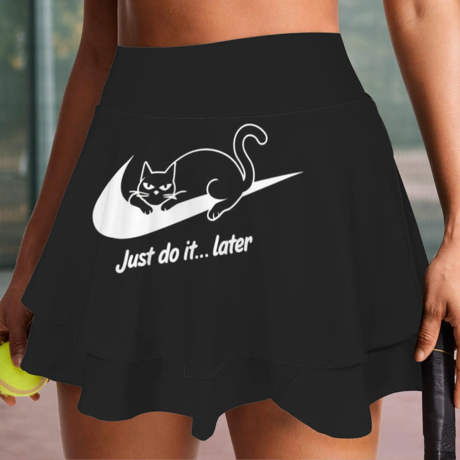 High Waist Layered Ruffle Pockets Sports Skirts