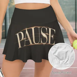High Waist Pleated Zipper Pockets Active Skirts
