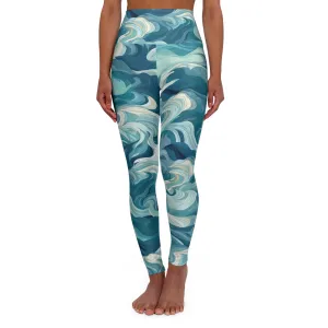 High Waisted Leggings - Drew Florence Oceanwaves