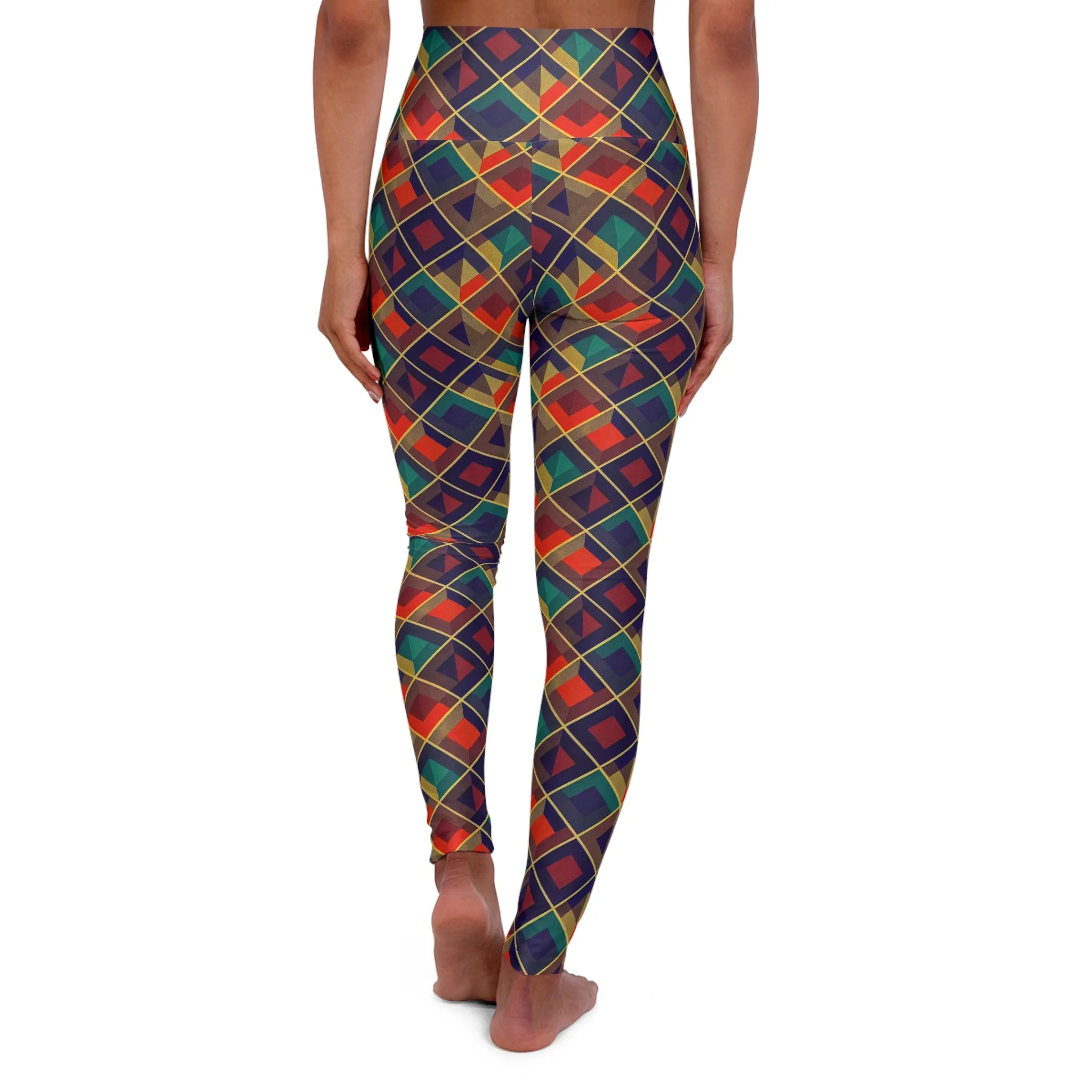 High Waisted Leggings - Herringbone Kaleidoscope