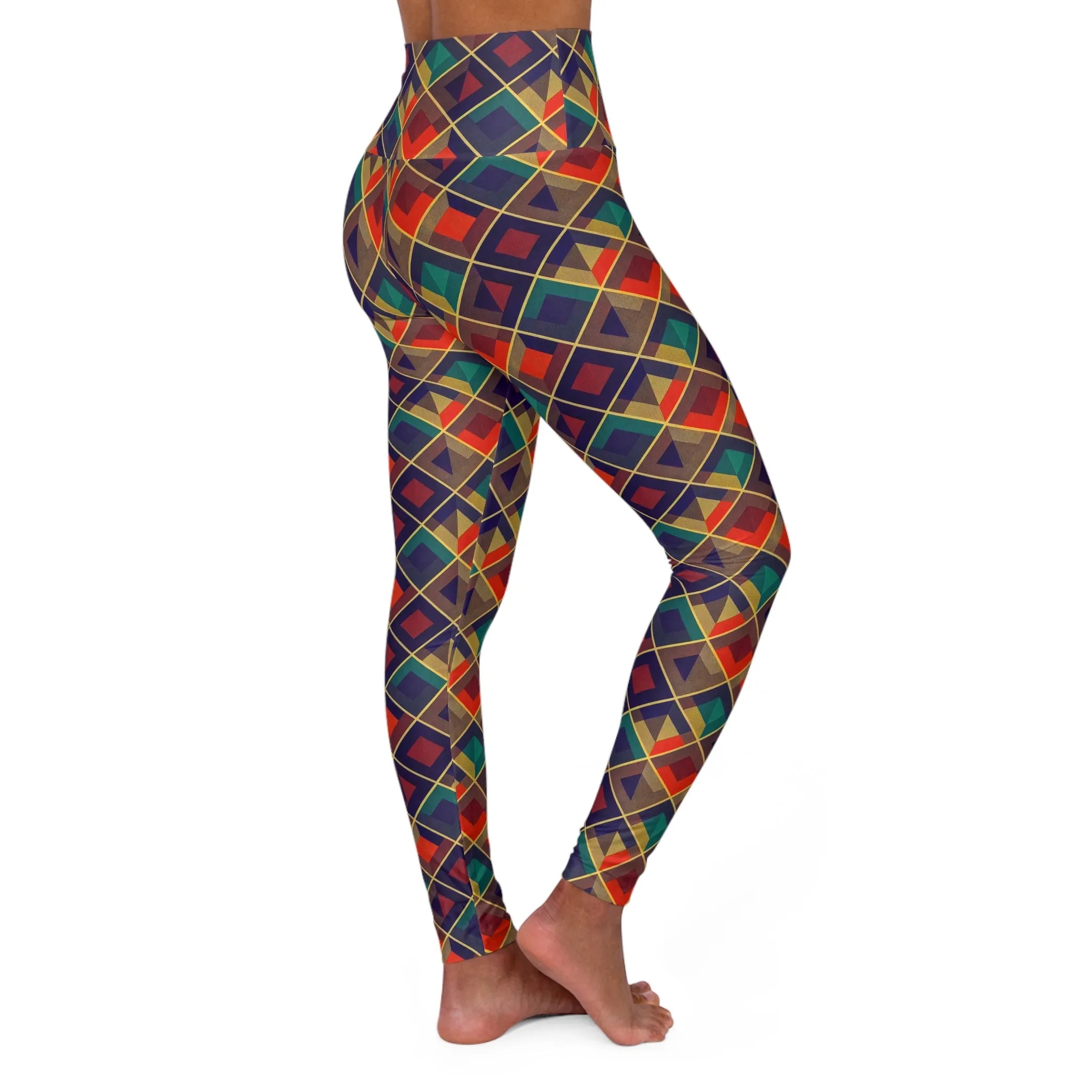 High Waisted Leggings - Herringbone Kaleidoscope