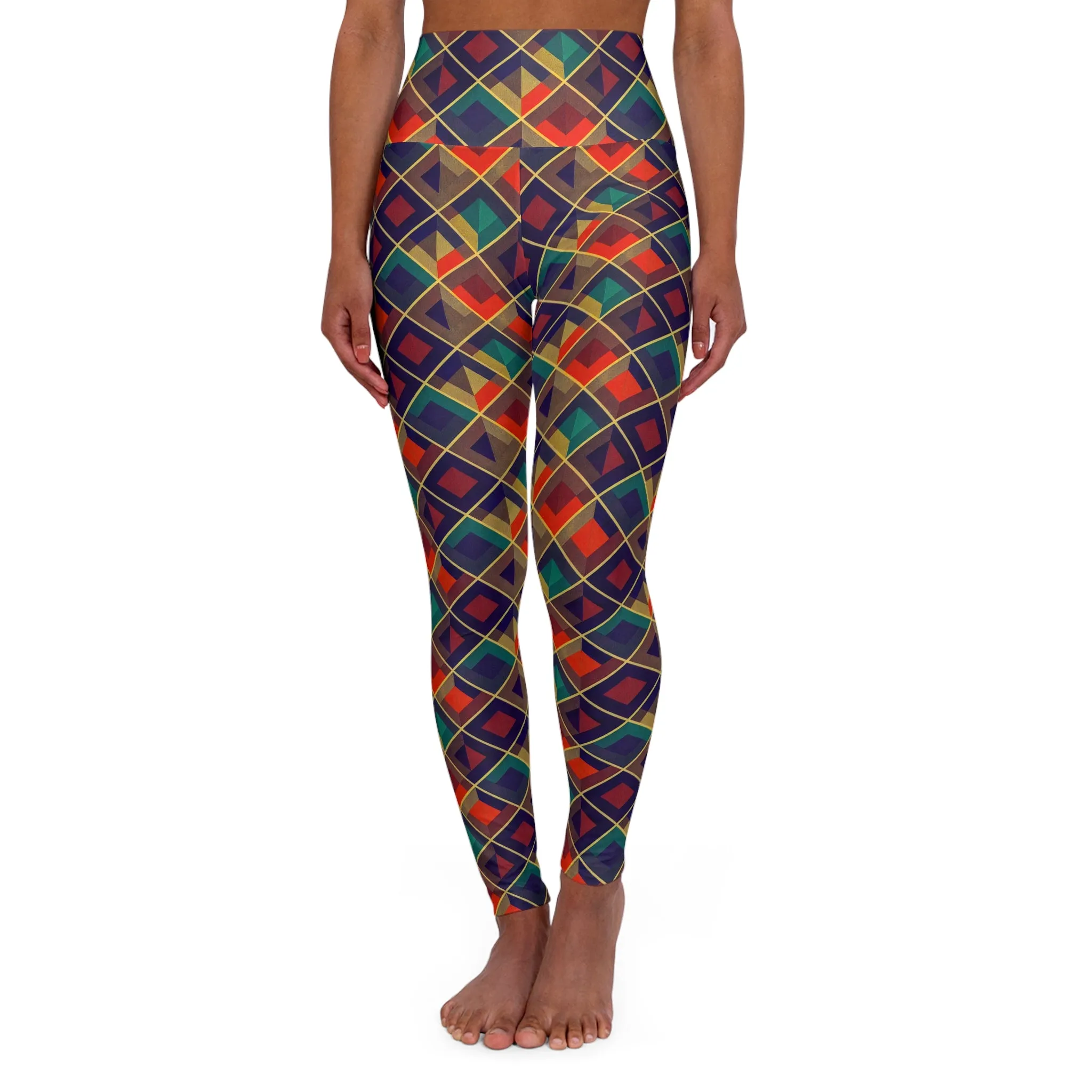 High Waisted Leggings - Herringbone Kaleidoscope