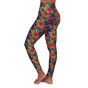 High Waisted Leggings - Herringbone Kaleidoscope