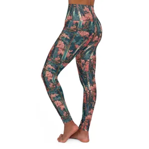 High Waisted Leggings - Katanas & Cherry Blossoms