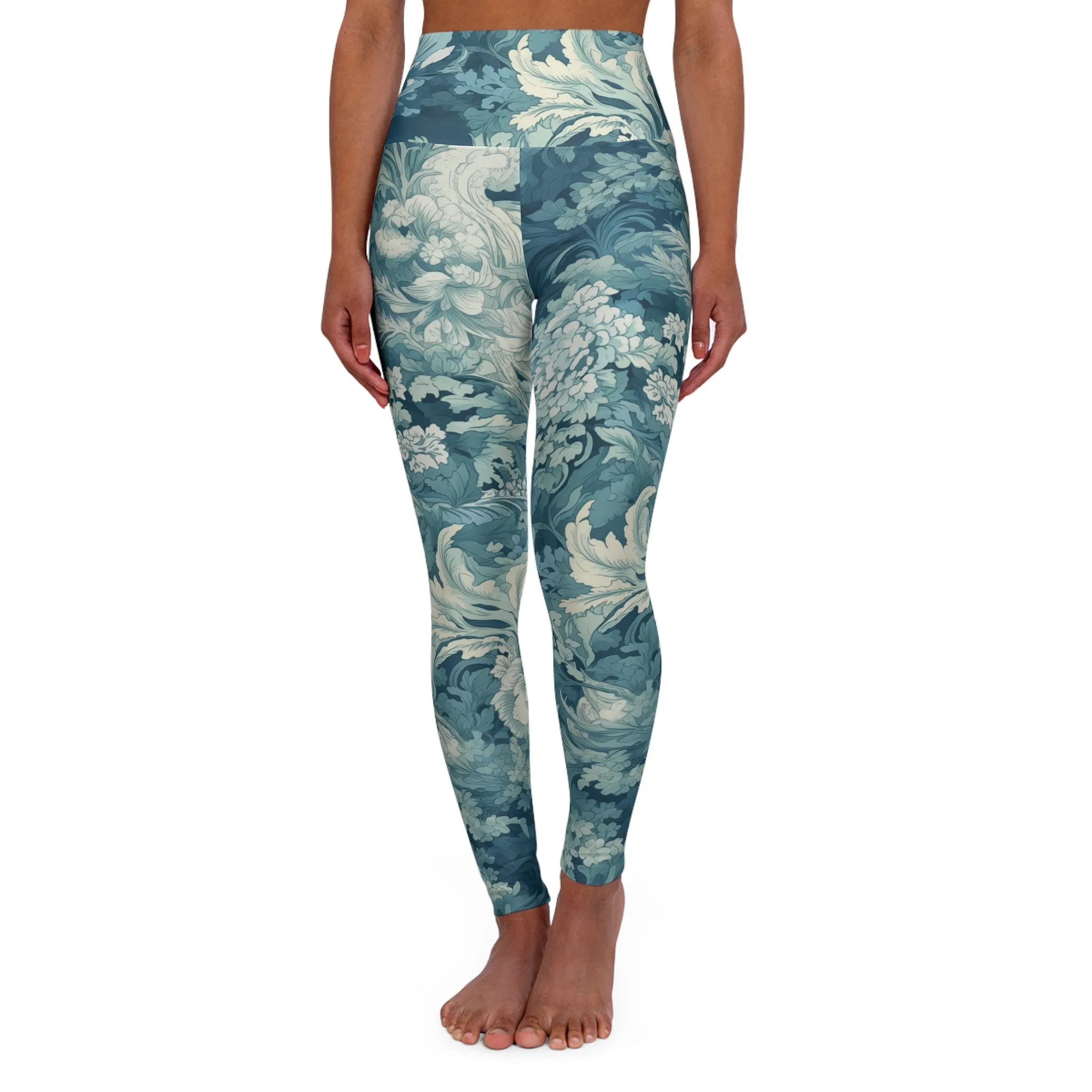 High Waisted Leggings - Modern Parisian Jouy