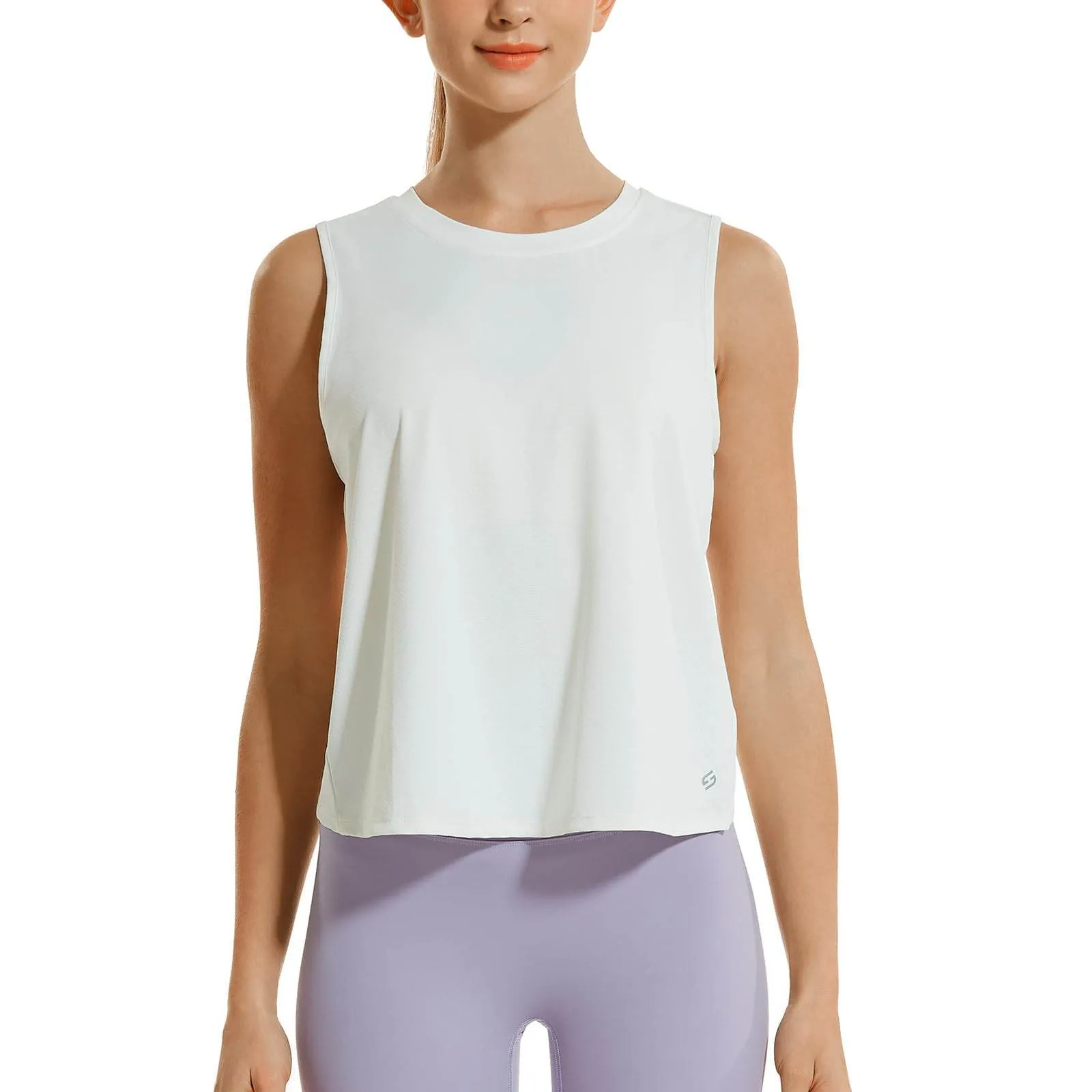 HODOSPORTS Womens Workout Tops Open Back Tank Tops Sleeveless Athletic Yoga Shirts Loose Fit in White Medium