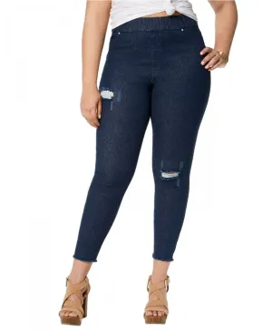 HUE Women's Plus Size Original Denim Ripped Knee Leggings. U17963QH