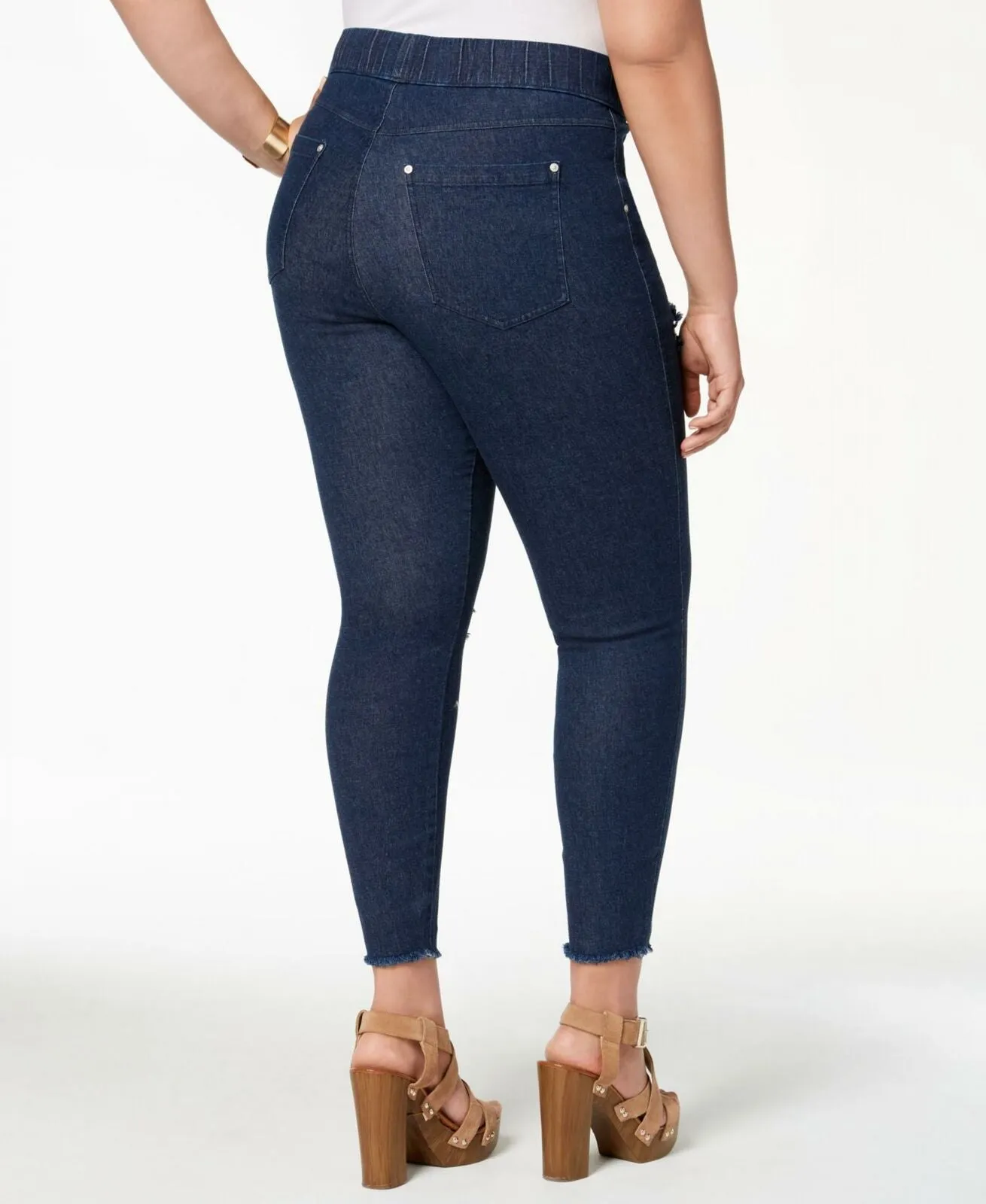 HUE Women's Plus Size Original Denim Ripped Knee Leggings. U17963QH