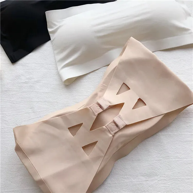 Ice Silk Strapless Bra Girls Seamless Crop Tube Top Bralette for Women Sexy Soft Bras Large Size Bustier Tops Summer Underwear