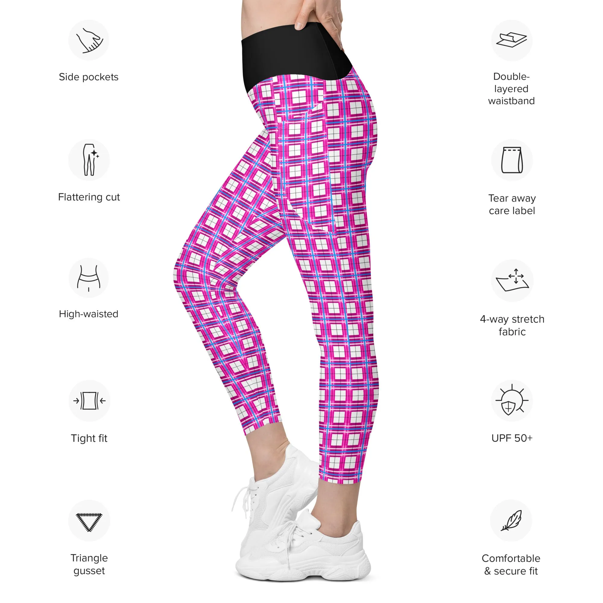 ✨'Islay Sky' Happy Tartan®  Ladies Yoga Leggings with Pockets✨