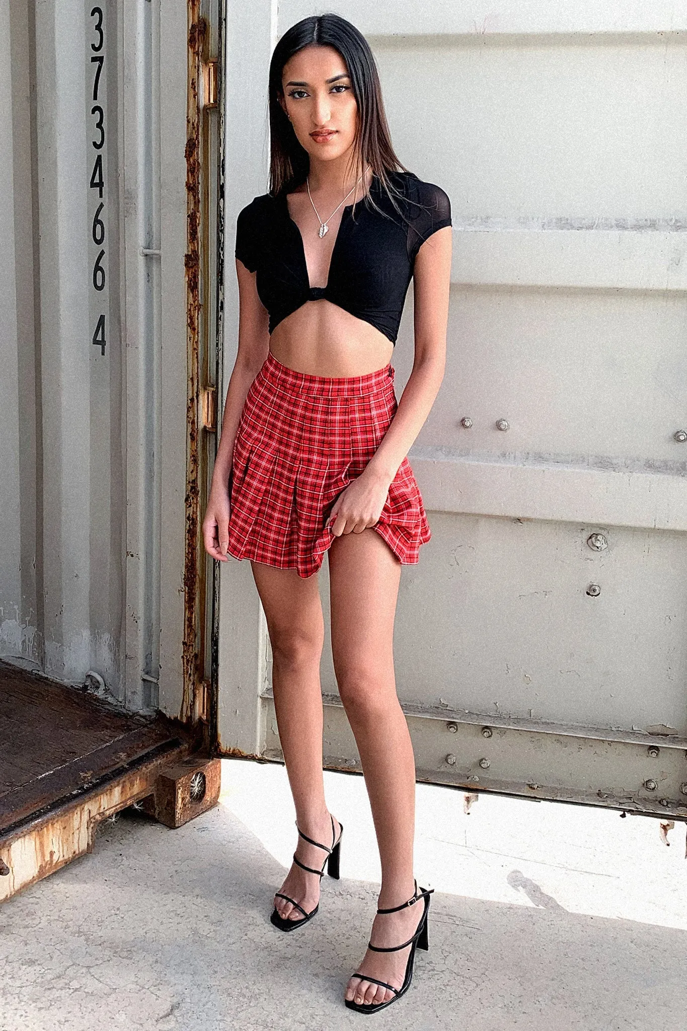 Kareena Skirt - Red / Black Plaid