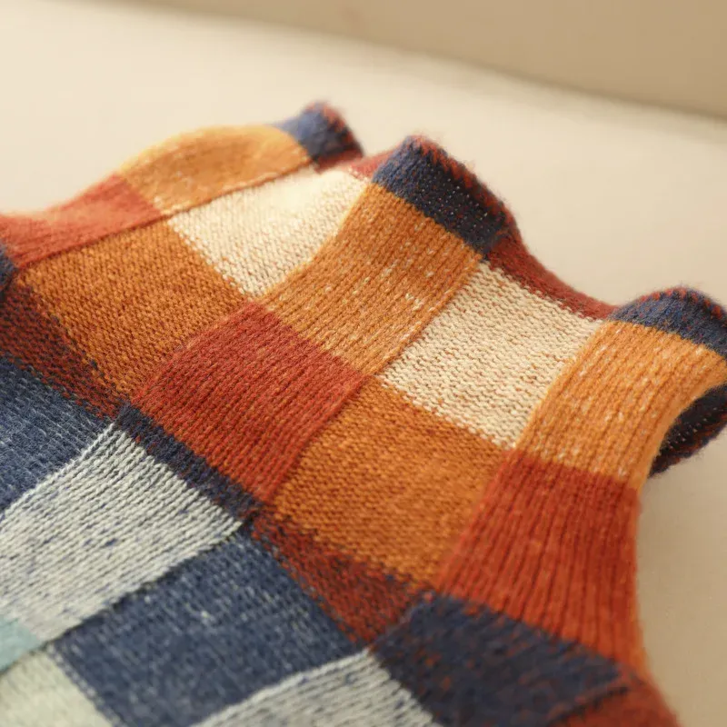 Katherine – Chic Wool Knit Plaid Turtleneck Sweater