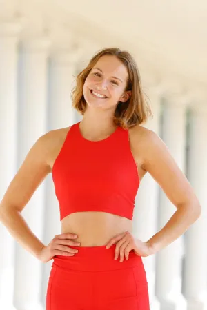 Kella Pocket Crop Top (cherry ribbed)