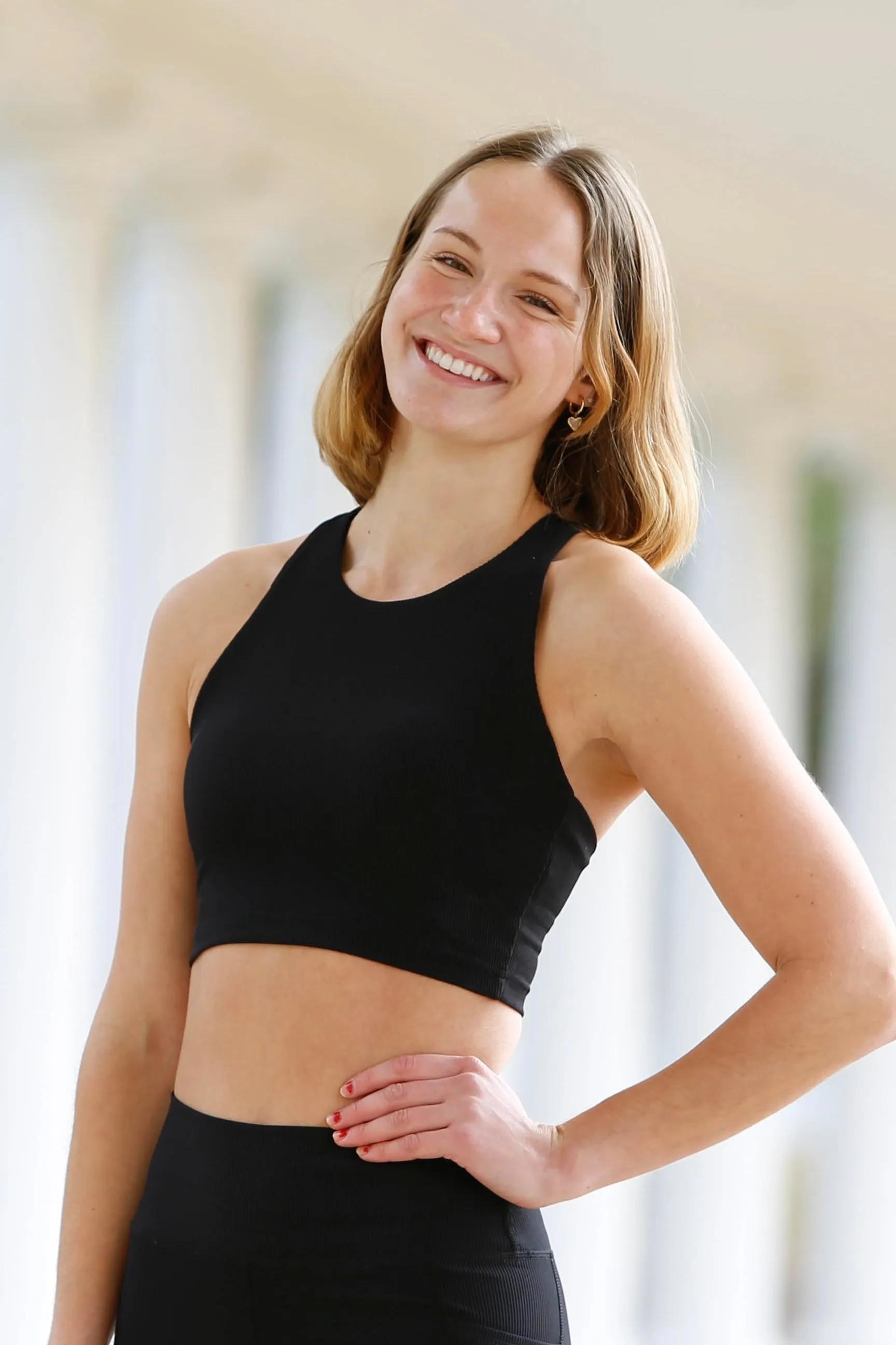 Kella Pocket Crop Top (cherry ribbed)