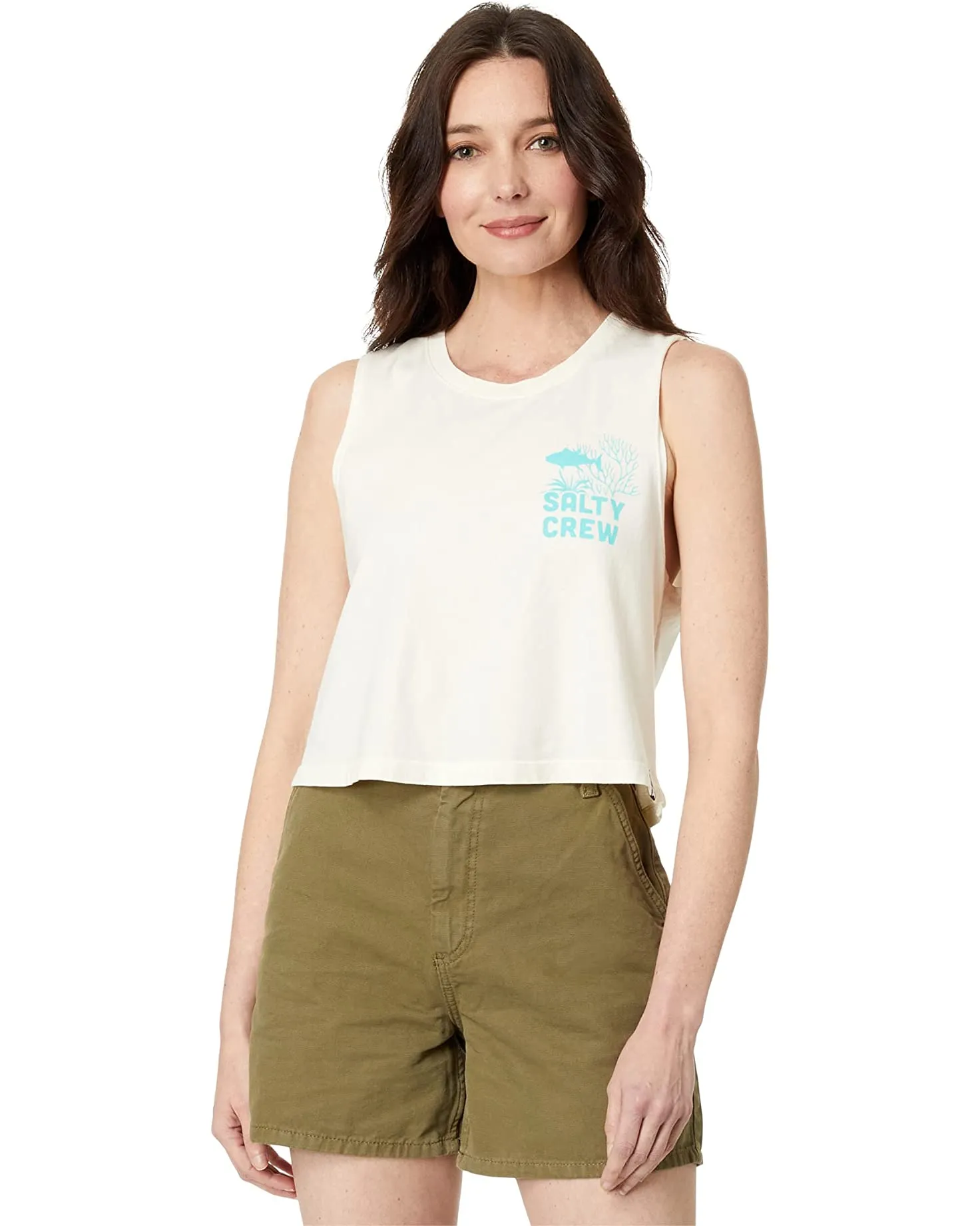 Kelp Forest Cropped Muscle Tank - Bone