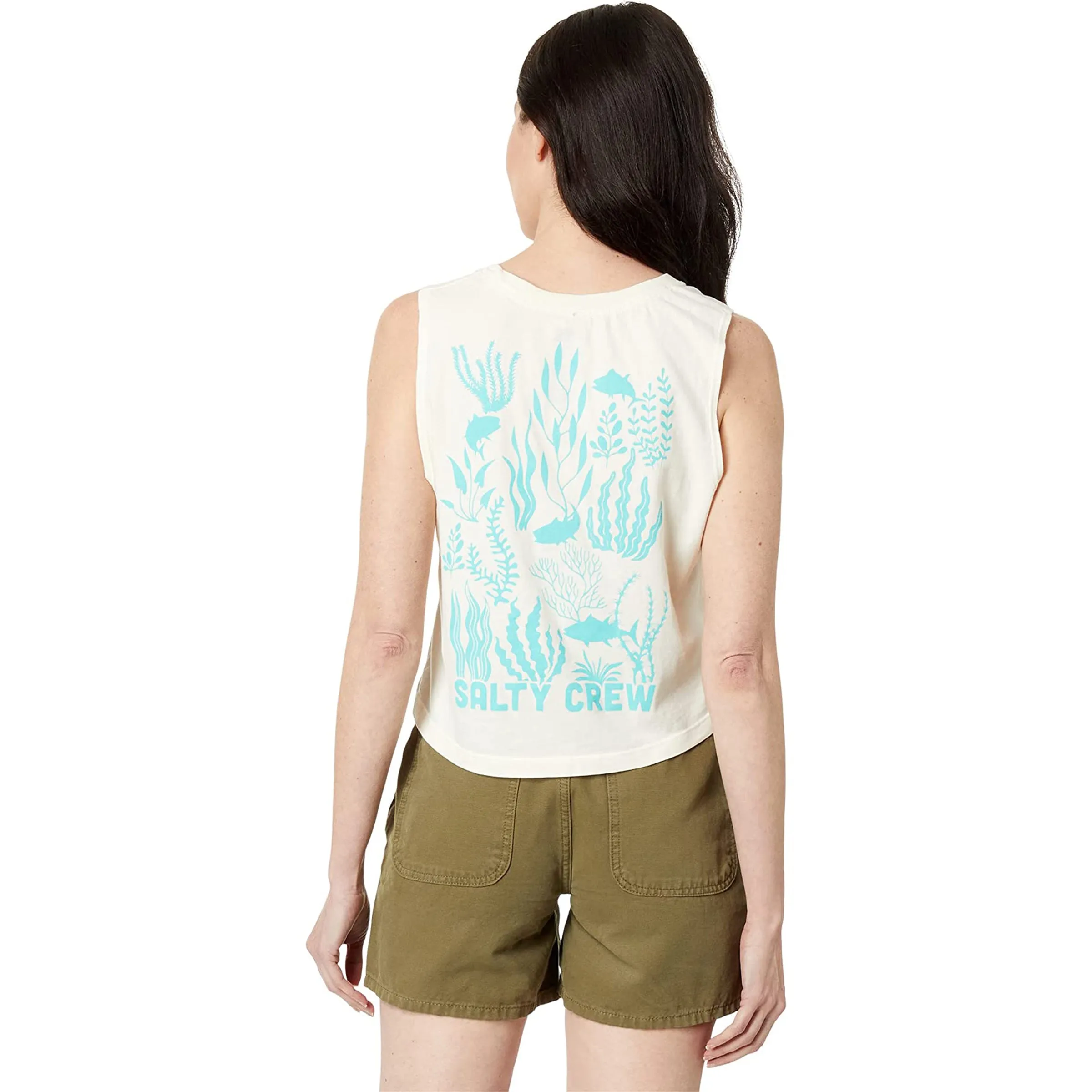 Kelp Forest Cropped Muscle Tank - Bone