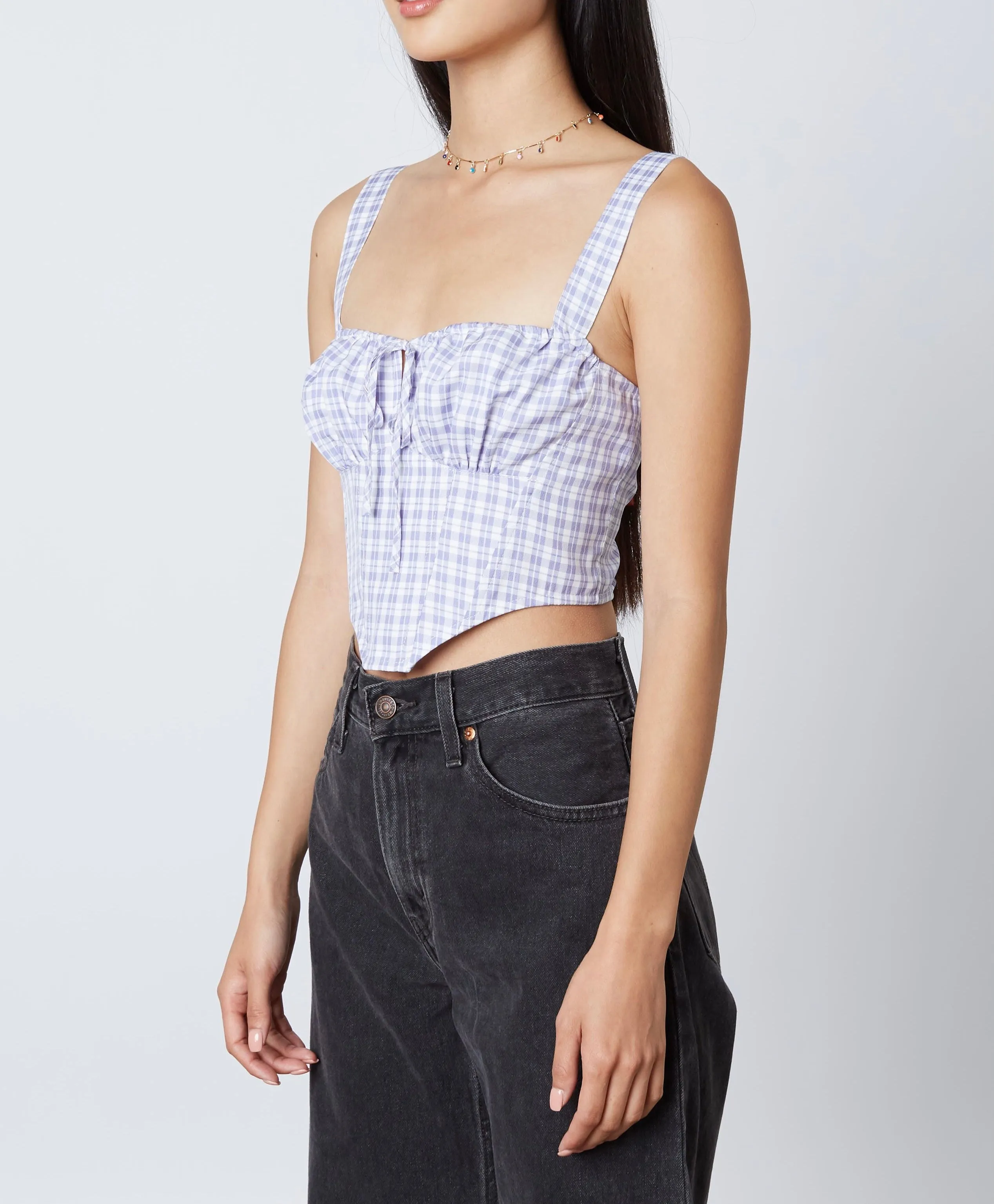 Key Hole Corset Peasant Crop Top