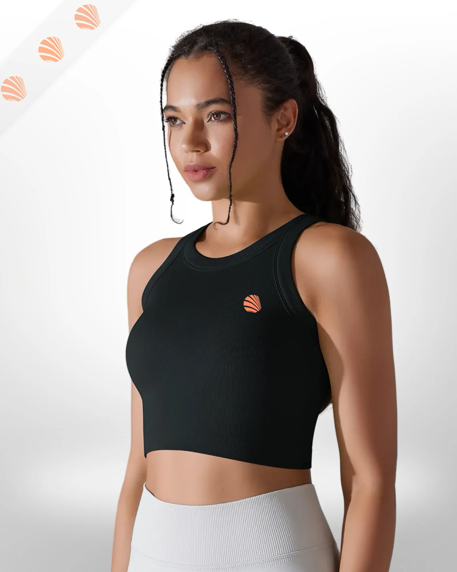Knitting Solid Rib Sleeveless Fitness Tank Top
