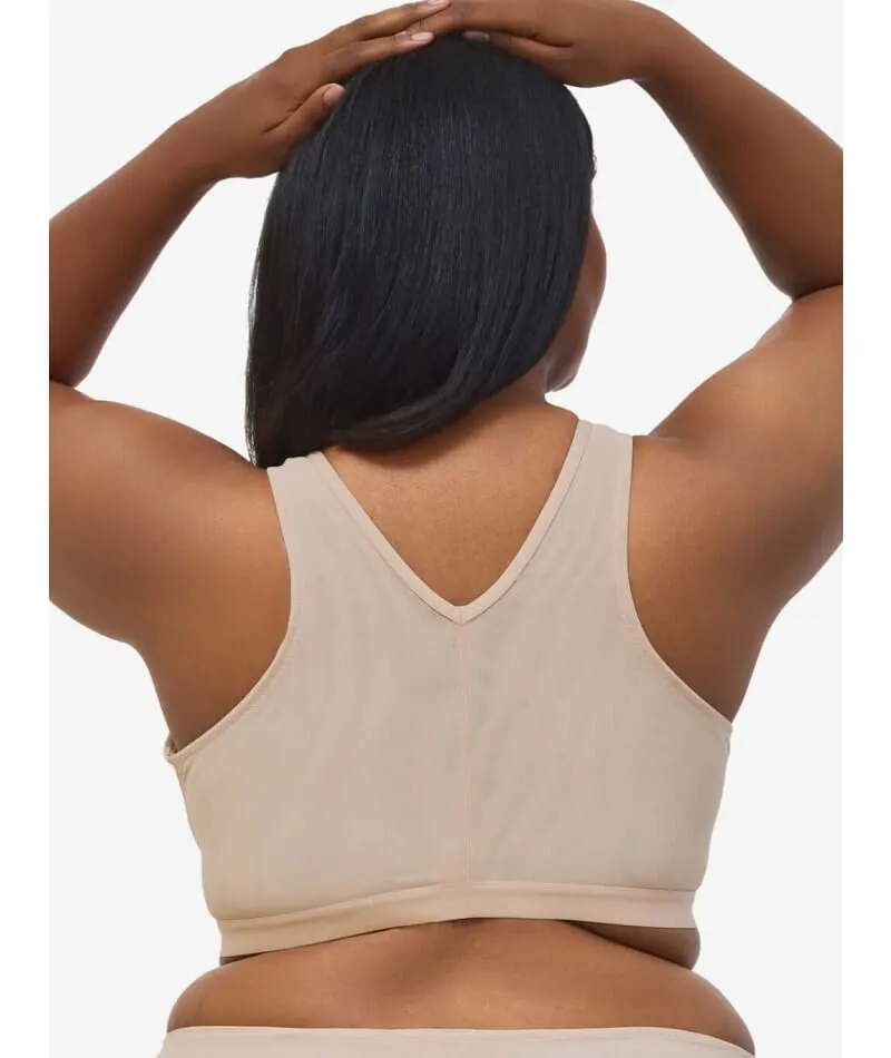 Leading Lady Harper Plus Size Back Smoothing Wire-free Front Close Bra - Sand