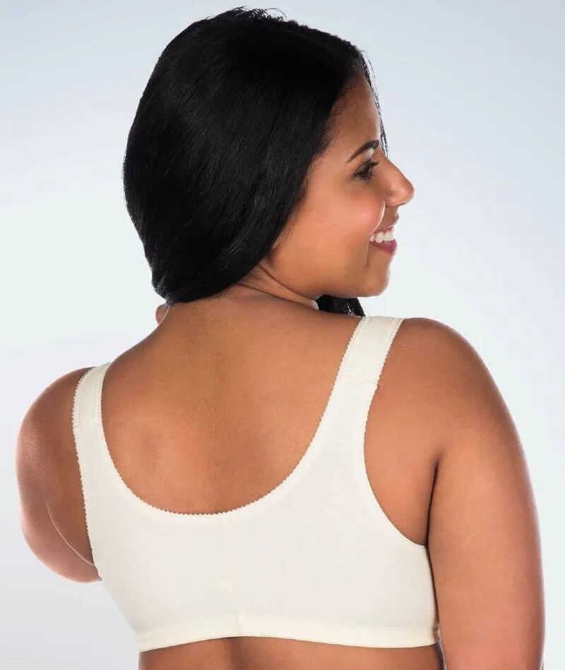 Leading Lady The Meryl Cotton Front Opening Wire-free Leisure Bra - Ecru