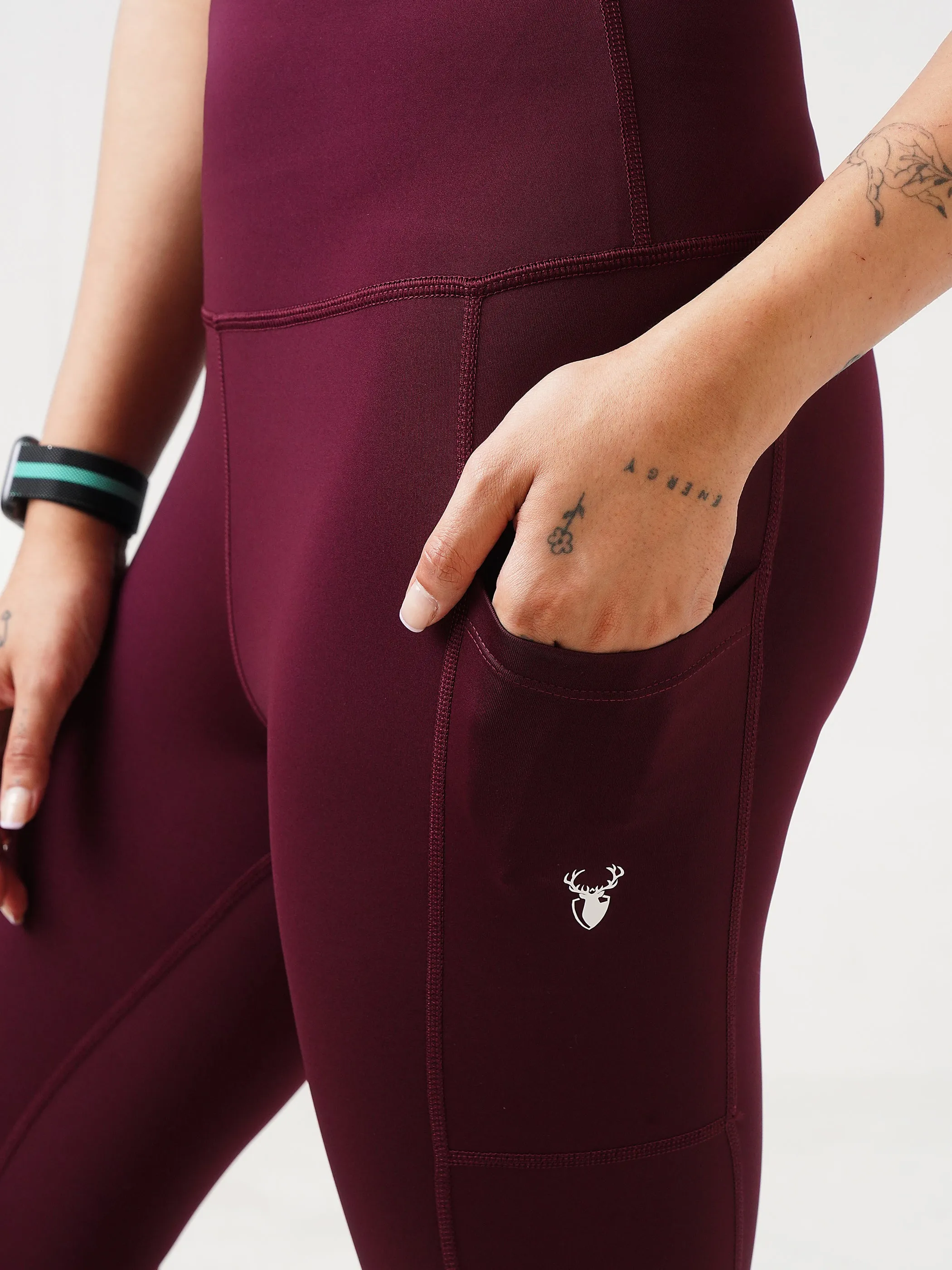Leera Maroon Pocket Capri legging