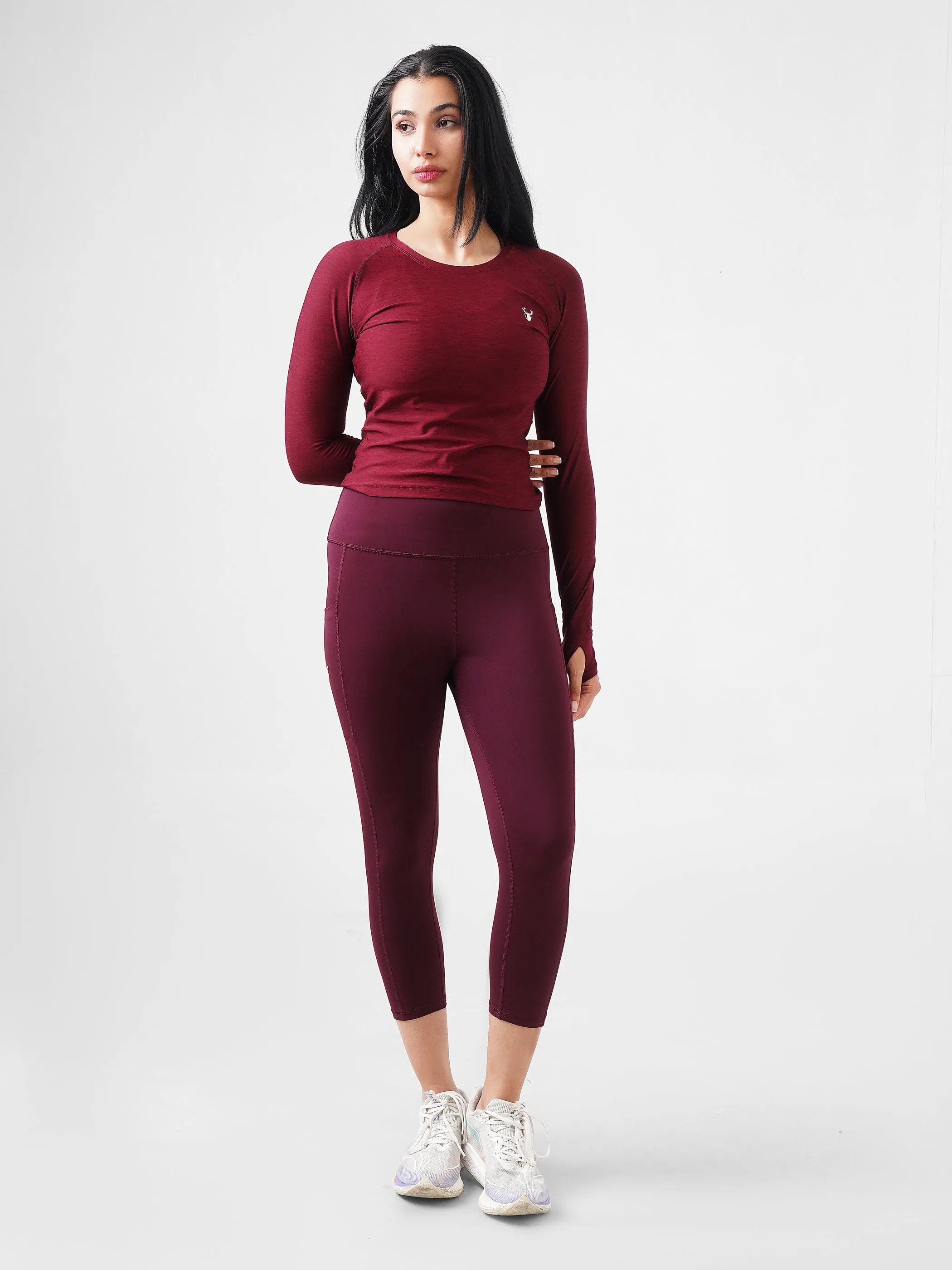 Leera Maroon Pocket Capri legging