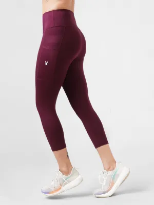 Leera Maroon Pocket Capri legging