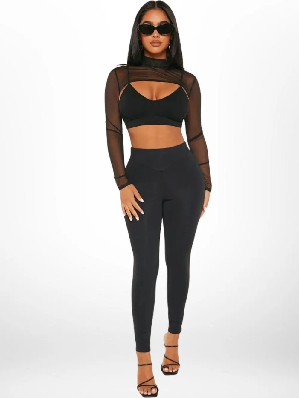 Legacy Boutiques Dhaka | Mock Neck Super Crop Mesh Top Without Bra