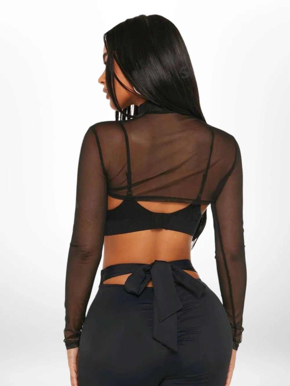 Legacy Boutiques Dhaka | Mock Neck Super Crop Mesh Top Without Bra