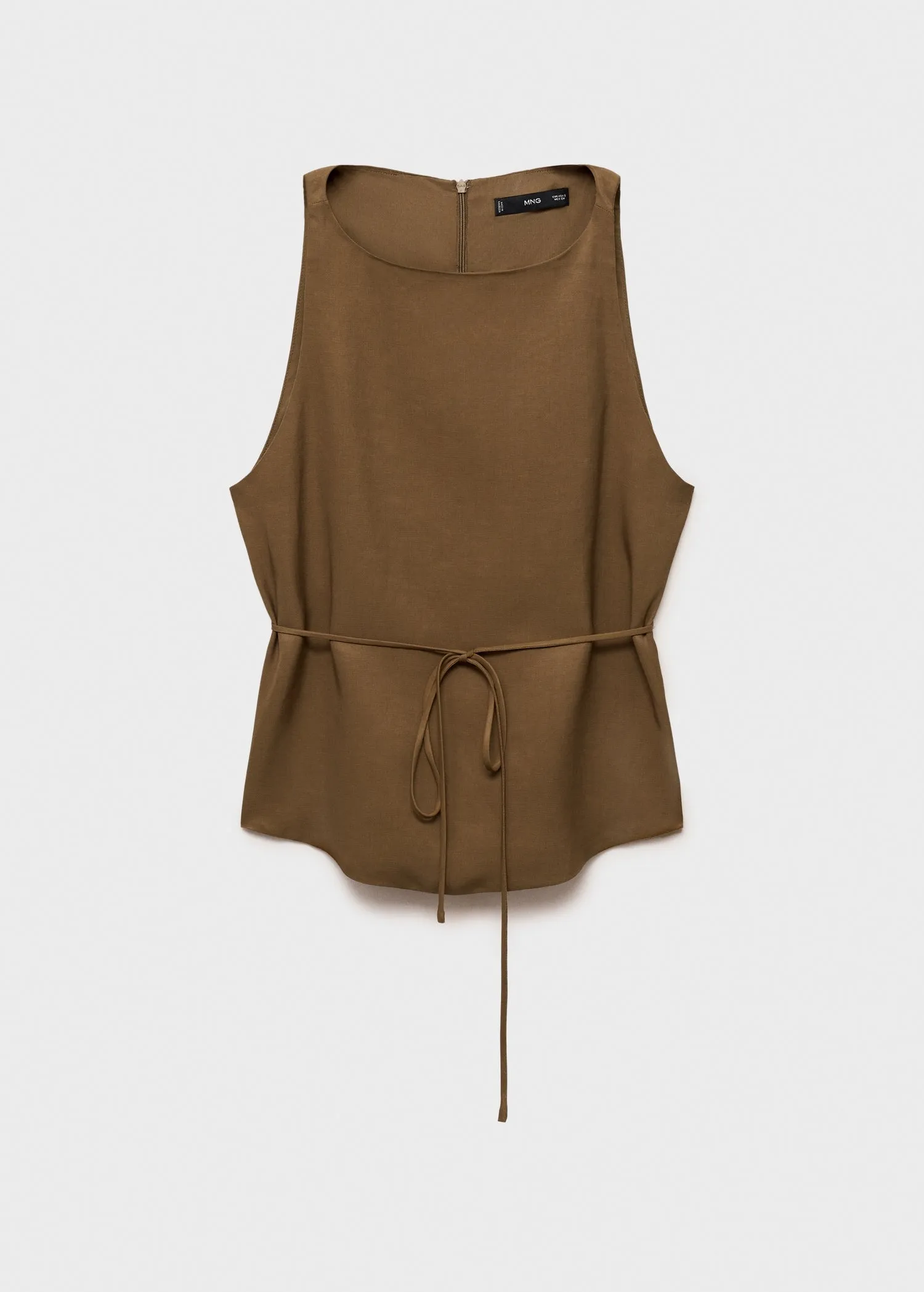 Linen-blend top with bow