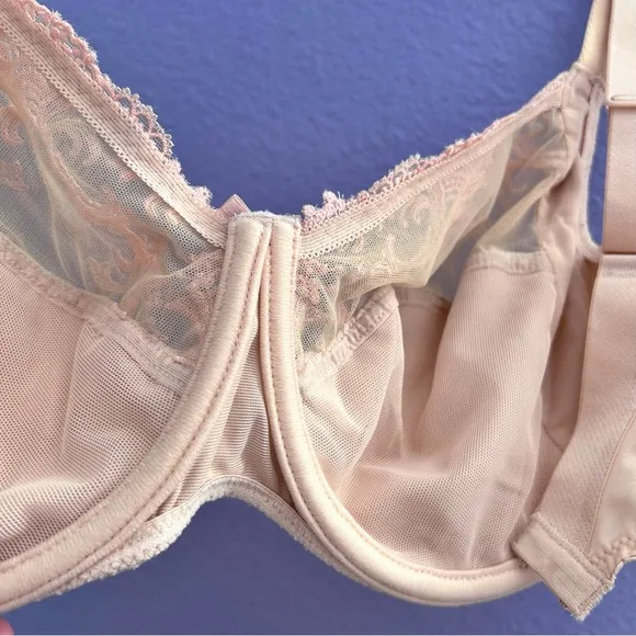 Lise Charmel Splendeur Soie Wired Nude/Dusky Pink Silk Full Cup Bra 34F (DDD)