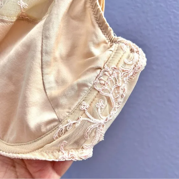 Lise Charmel Splendeur Soie Wired Nude/Dusky Pink Silk Full Cup Bra 34F (DDD)