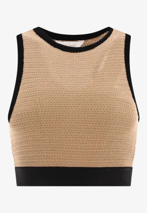 Logo Tape Cropped Knit Top