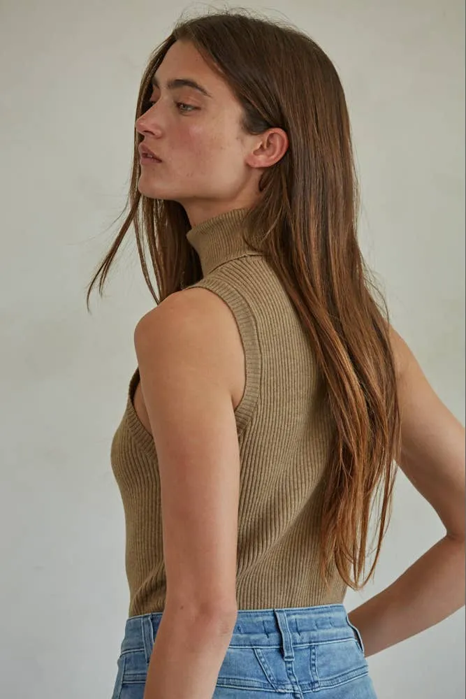 Lola Knit Turtleneck Sleeveless Pullover Top