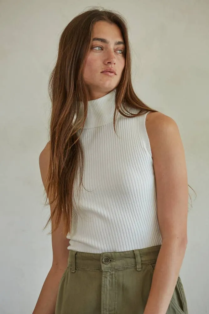 Lola Knit Turtleneck Sleeveless Pullover Top