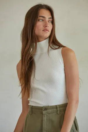Lola Knit Turtleneck Sleeveless Pullover Top