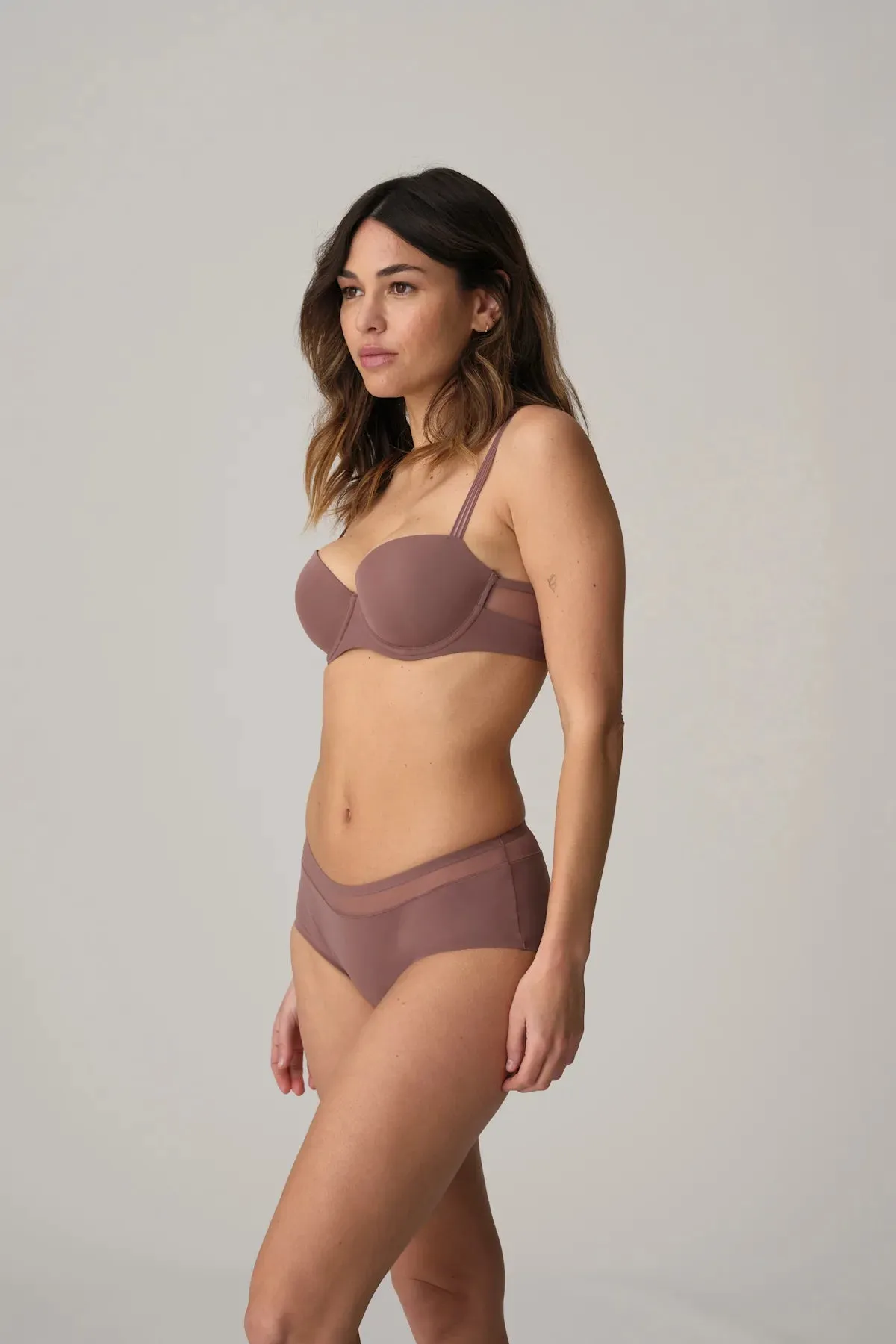 Louie Padded Balconny Bra In Satin Taupe - Marie Jo
