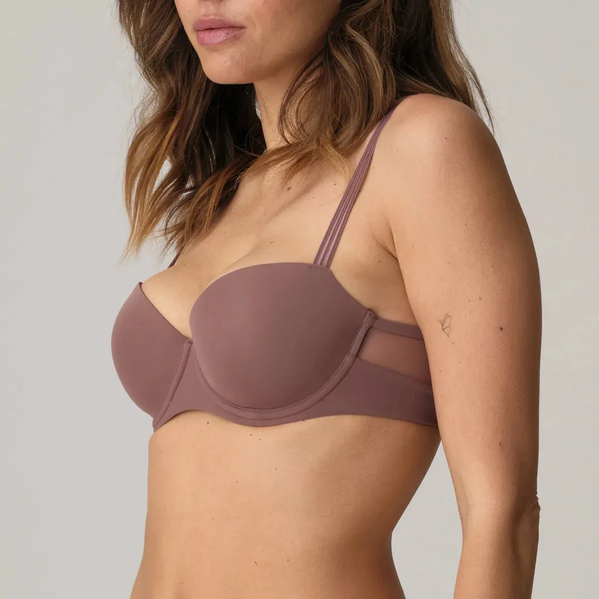 Louie Padded Balconny Bra In Satin Taupe - Marie Jo