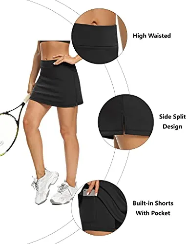 LouKeith Tennis Skirts for Women Golf Athletic Activewear Skorts Mini Summer Workout Running Shorts with Pockets Black
