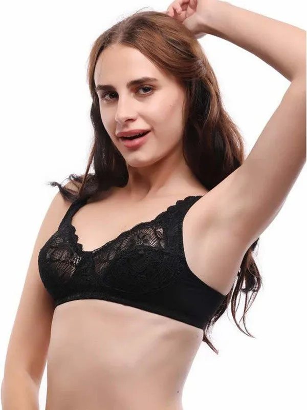 Lovable Black Non Padded Non Wired Full Coverage Bra L0596-Black